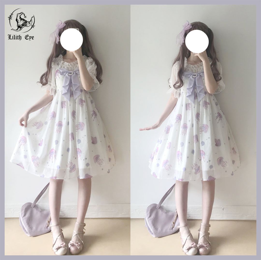 (Buyforme)LilithEye~Jellyfish Meteor~Chiffon Fairy Jellyfish Printed Lolita JSK   