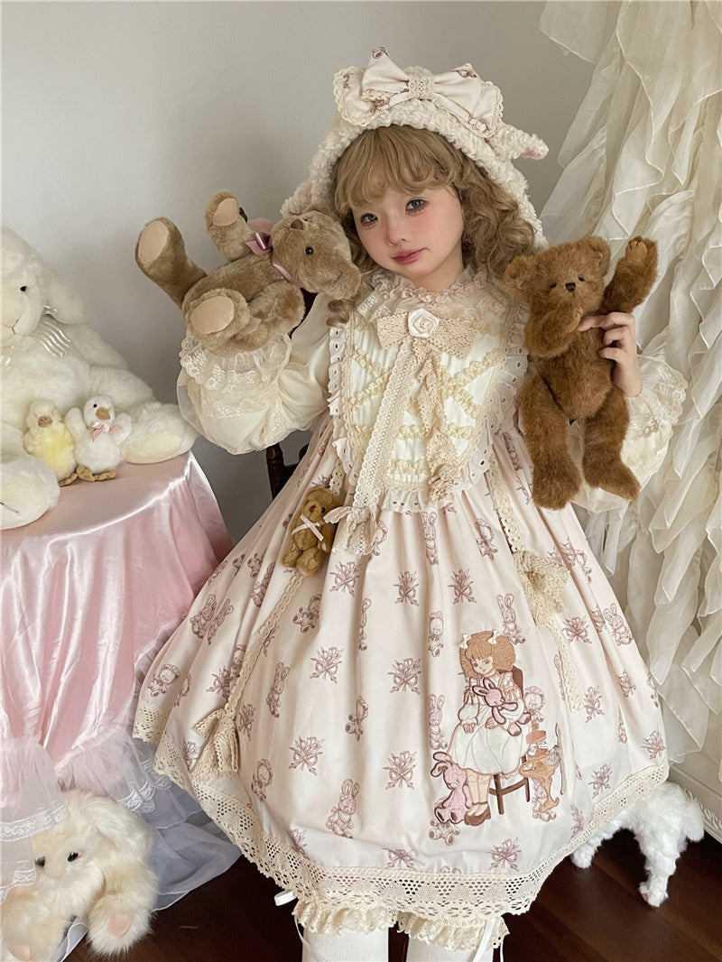 (Buyforme)Dolls Party~Sweet Lolita Cute Bear Embroidery JSK   