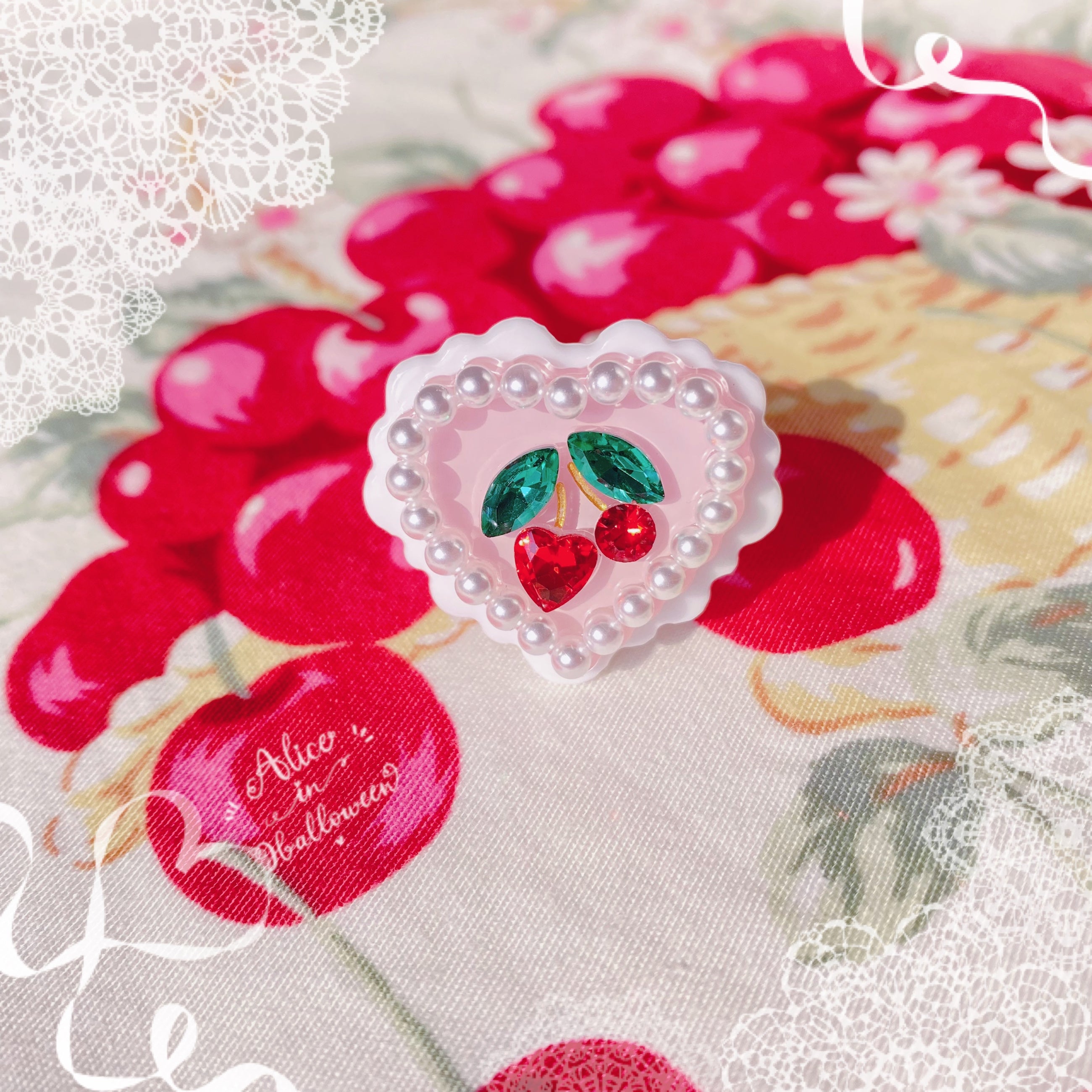 Halloween Alice - Sweet Cherry Lolita Plastic Necklace Ring 1 retro cherry ring
