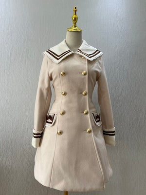 Strawberry Witch~ Sailor Style A-line Winter Coat XS beige(regular version without cape) 