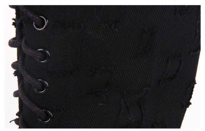 Angelic Imprint ~ Plus Size Black Holey Jeans Lolita Shoes   