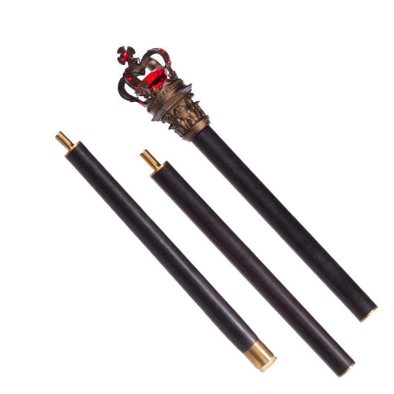Youpairui - Lolita Cane And Crown Accessory bronze and purple sandalwood