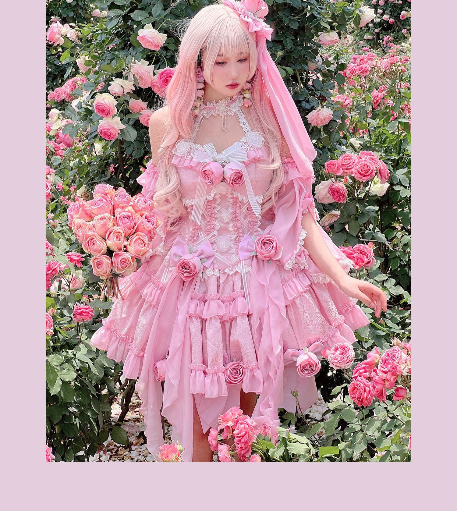 NWT axes orders femme Tube Top Fairy Hime Pink Lolita Dress