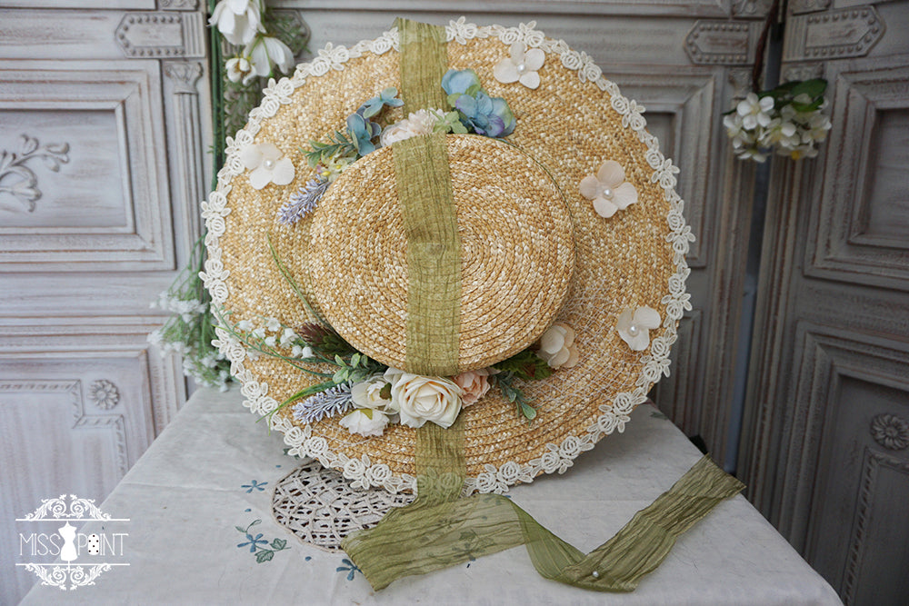 Miss point~Sally's Garden~Country Lolita Straw Top Hat large straw hat  