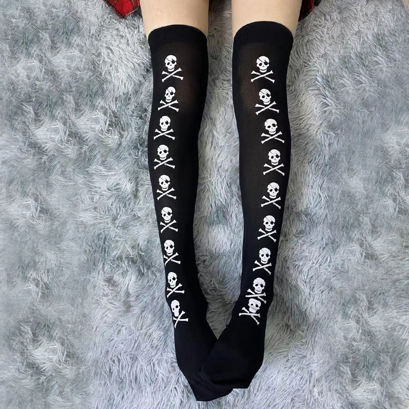 Sanchuntao~J-fashion Halloween Thin Skull Stockings   