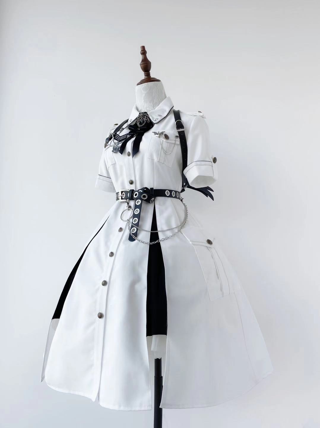 Your Highness~Evil Python 2.0~Military Lolita Gothic OP Dress XS milky white 