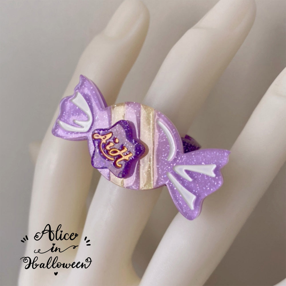 (Buyforme) Halloween Alice~Rainbow Candy~Sweet Lolita Ring Hairclip light purple candy ring  