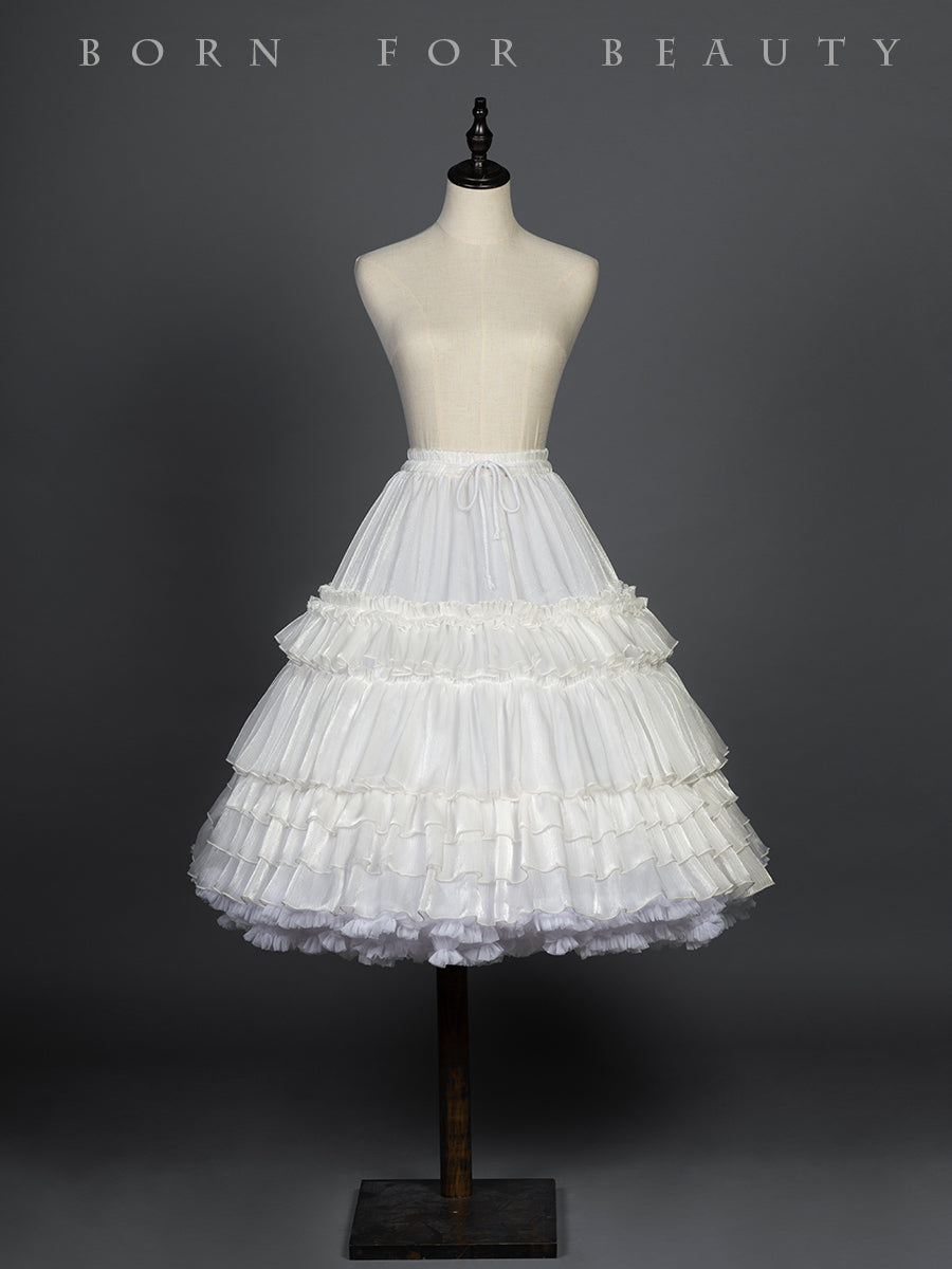 Youpairui - Puffy and Violent Fishbone Clouds Lolita Petticoat One Size white long version