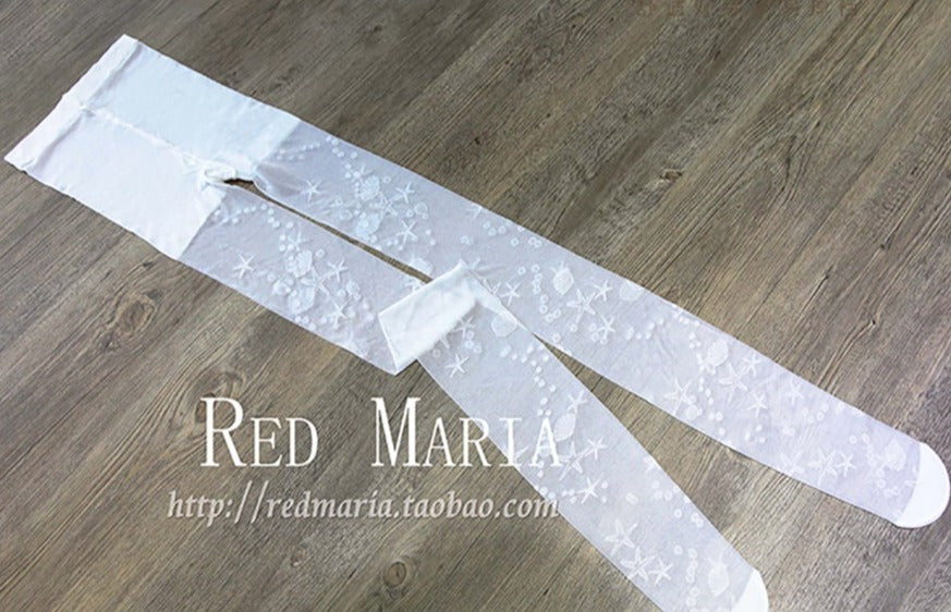 Red Maria~Jellyfish Sakura~Elegant Blue White Handmade Accessories   
