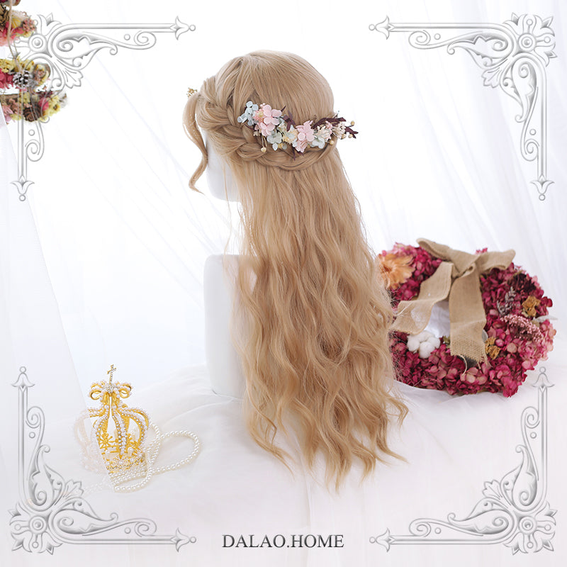 Dalao Home~Lolita Central Parting 70cm Curly Wig free size linen white paulownia(02-08) 