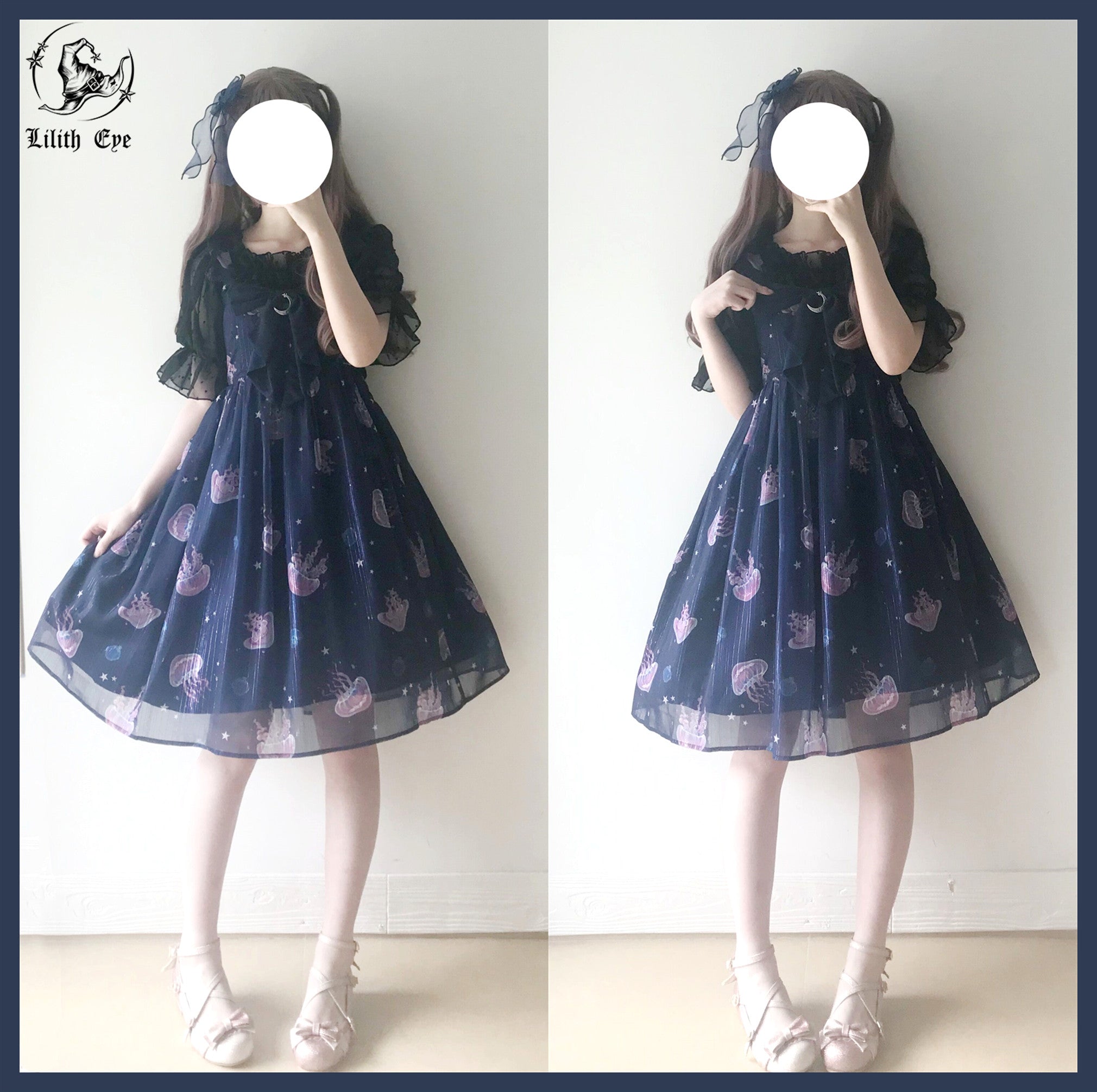 LilithEye - Jellyfish Meteor - Chiffon Fairy Jellyfish Printed Lolita JSK 8518:92180