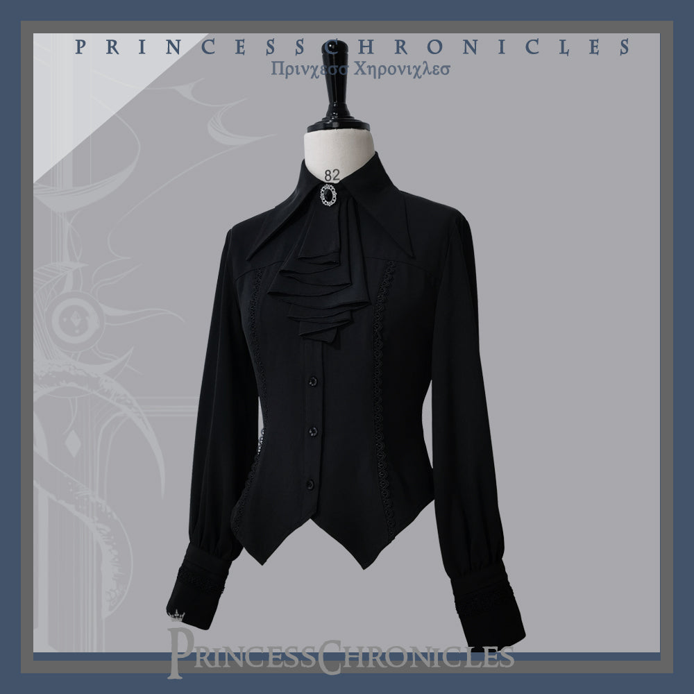 Princess Chronicles~Black and Blue~Retro Ouji Lolita Shirt S male black 