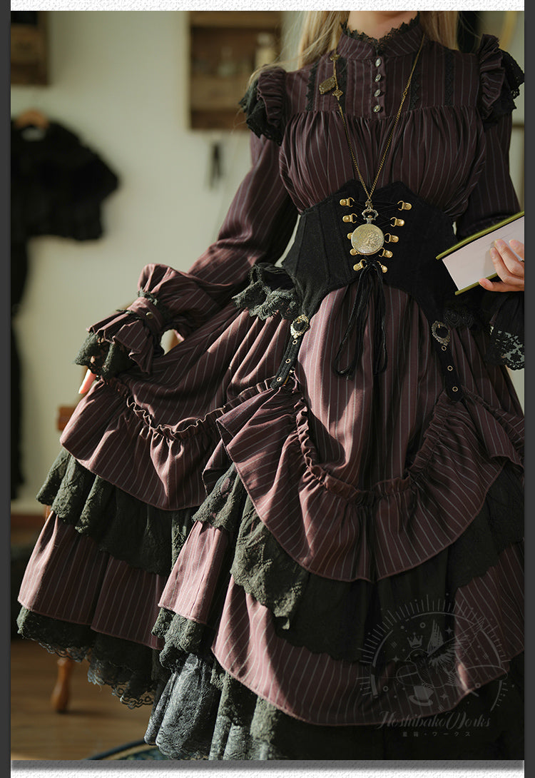(Buyforme)Star Box Design～Gothic Lolita Embroidery Stripe Lolita OP   