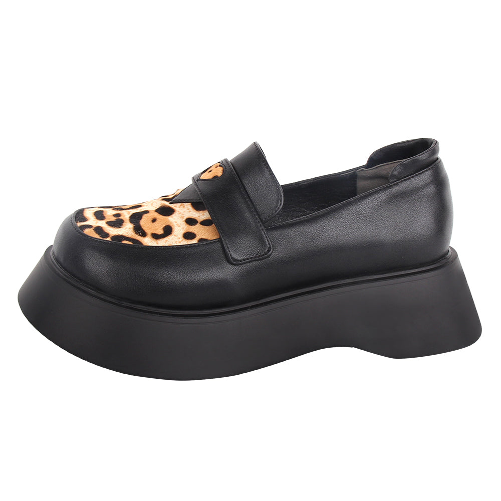 Angelic imprint~Puck Lolita Round-toe Leopard Print 5cm Platform Shoes   
