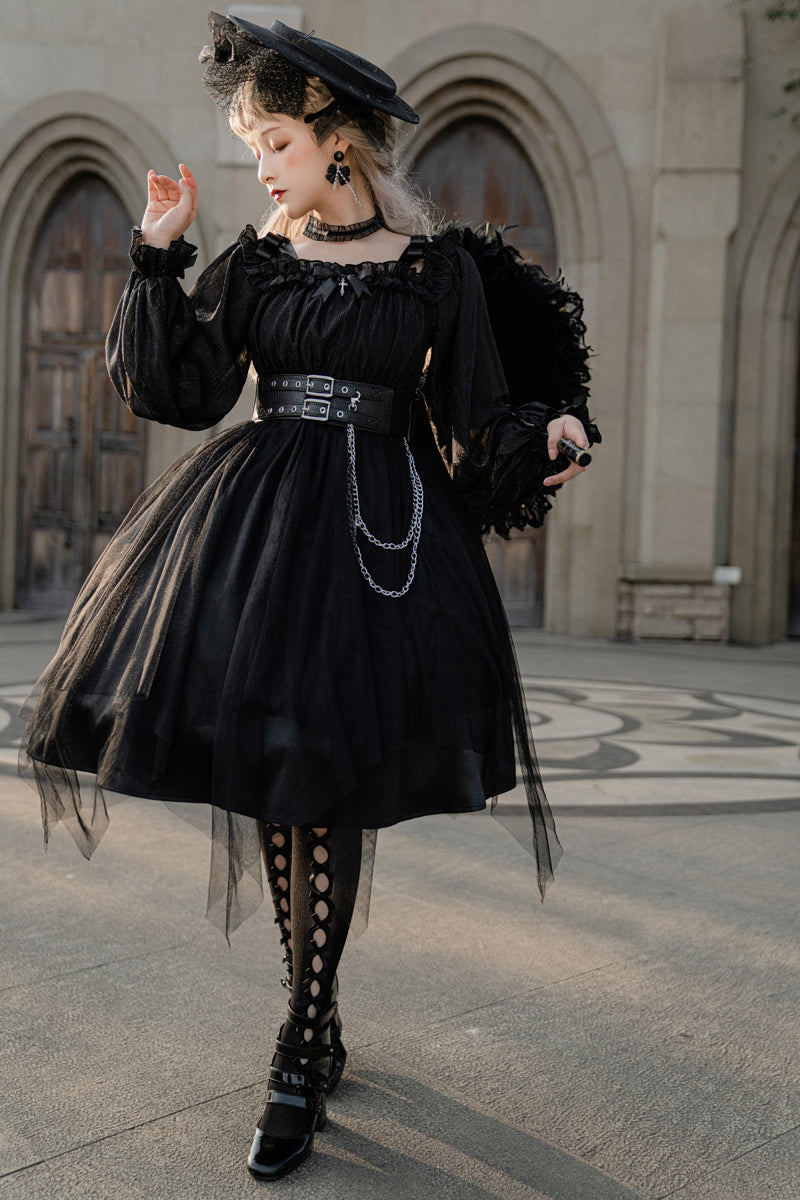 Your Princess~Gothic Lolita High Waist Black Dress   