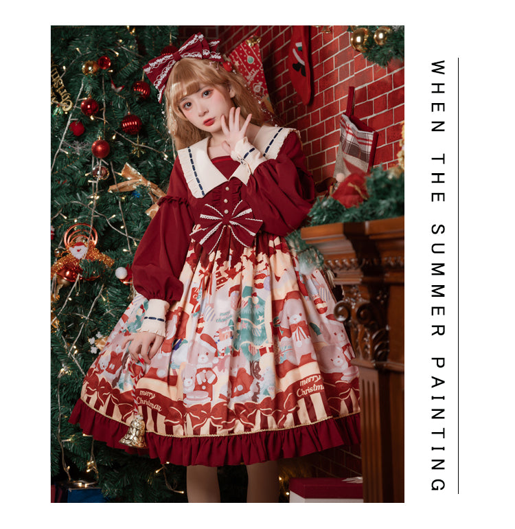 Eieyomi - Christmas Bear - Sweet Lolita Princess OP Dress