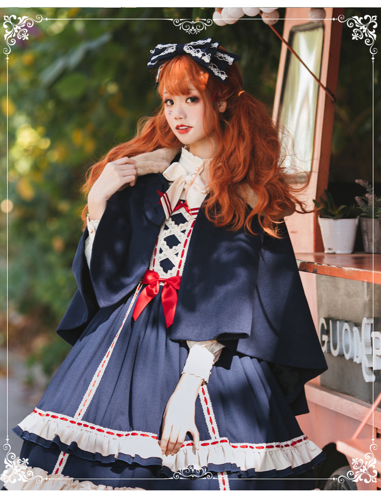Eieyomi - Miss Betty - Lolita Autumn and Winter Wool Cape One Size blue