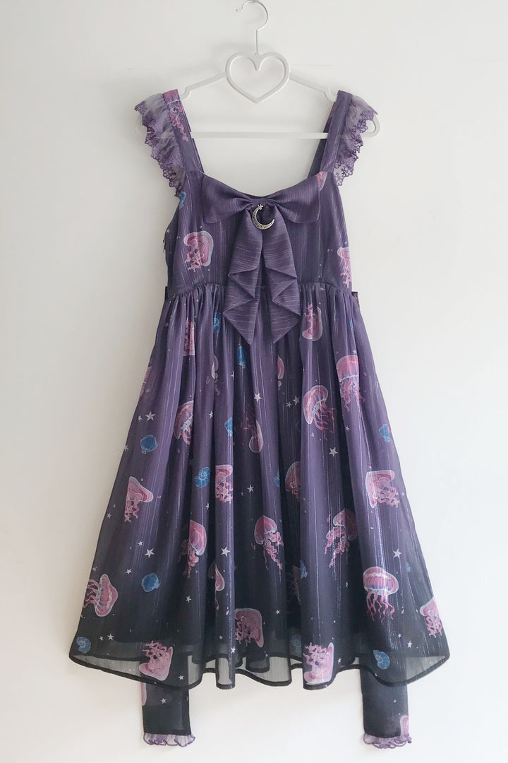 (Buyforme)LilithEye~Jellyfish Meteor~Chiffon Fairy Jellyfish Printed Lolita JSK S type 2 gradient pruple+black 