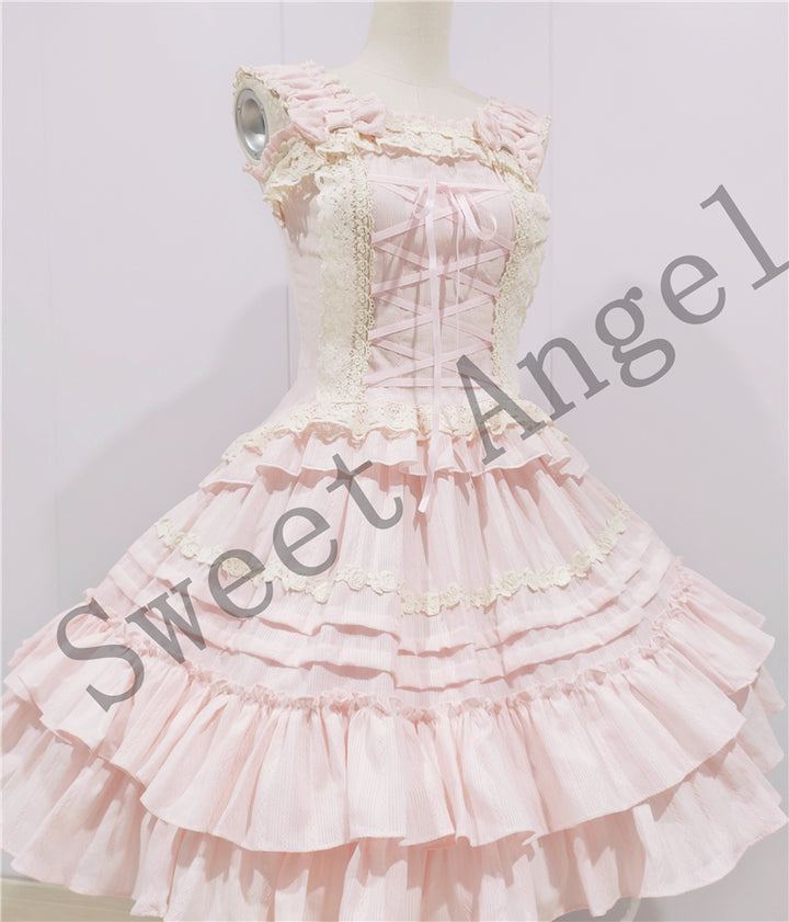 Sweet Angel~Balletcore Sweet Lolita Pink Dress Set   