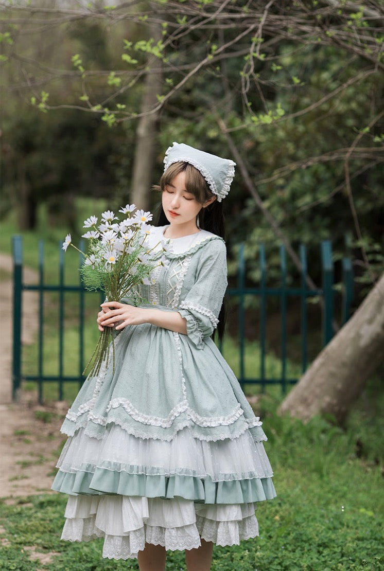With Puji～Morning Flowers～Country Lolita OP Dress   