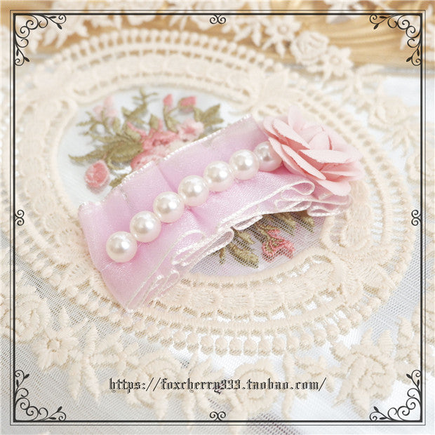 Fox Cherry - Sweet Lolita Bow Hairband Hairclip pink flower clip