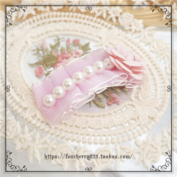 Fox Cherry~Sweet Lolita Bow Hairband Hairclip pink flower clip  