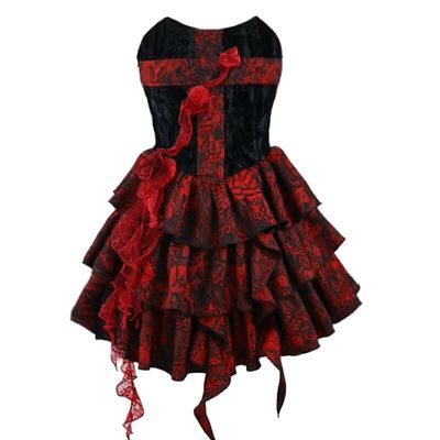 Blood Supply~Feast of the Underworld~Halloween Gothic Rose Dress S cross bodice dress + brooch 
