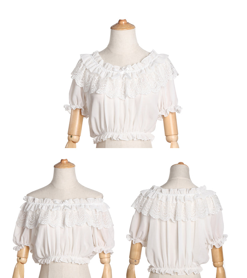 (Buy for me)ZhiJinYuan~Elegant Lolita Shirt Open Shoulder Blouse