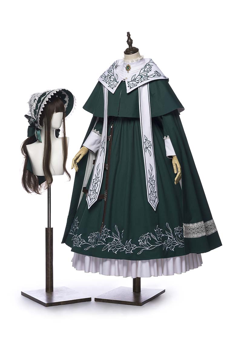 Youpairui~Lobnya~Gothic Nun Lolita Green OP Dress Set (A B L M S XL) 2410:37283