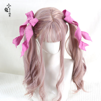 Xiaogui~Cosplay Double Ponytail Spiral Lolita Hair Clips purple rose (single one)  