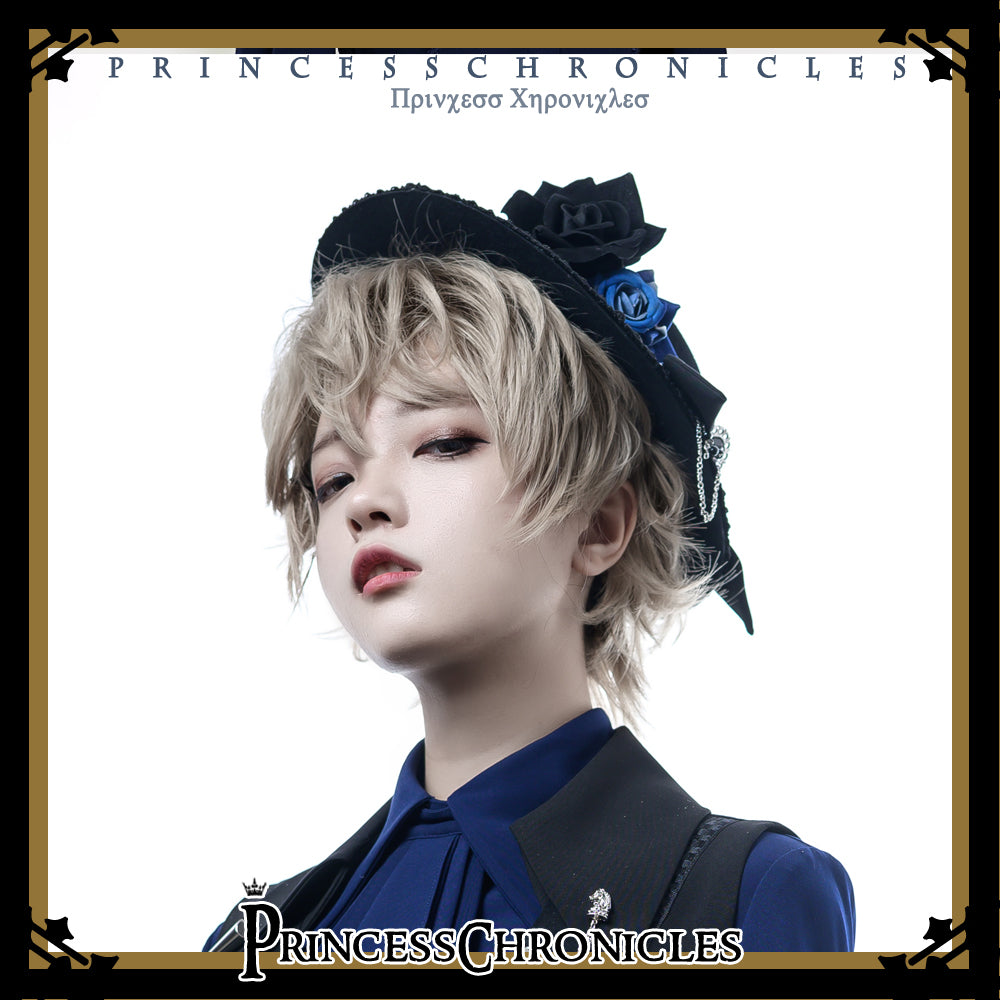 Princess Chronicles~Black and Blue~ Gothic Lolita Ouji Top Hat   