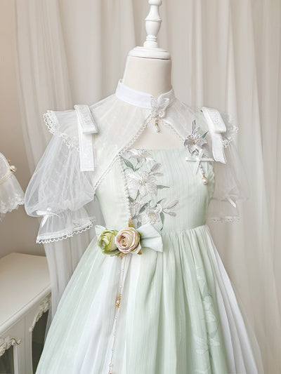 Cornfield Lolita~Wind Singing Lily~Qi Lolita Embroidered Dress Suit   