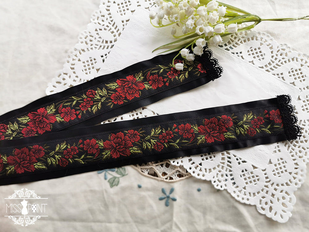Miss Point - The Sally Gardens - Multicolors Ribbon Lolita Sash woven pattern sash C
