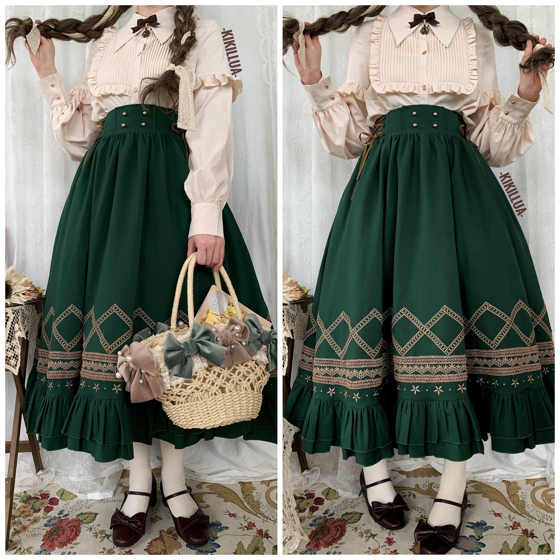 Yuan Su - Elegant Solid Color Lolita SK 0 green