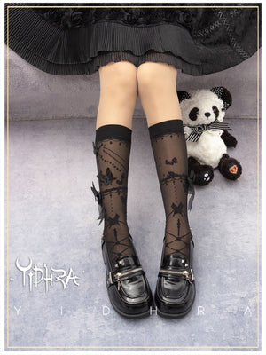 Yidhra~Wedding Night Butterfly~Kawaii Lolita Summer Stockings free size night butterfly-black-gorgeous version-calf socks 