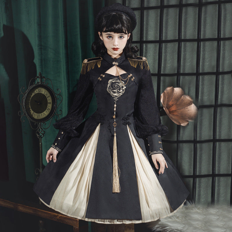 (Buyforme)Jinmu~Elegant Fusion of Gothic and Military Lolita Dress   