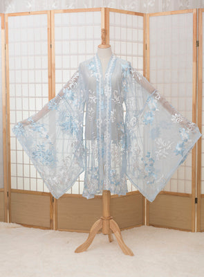 Fantastic Wind ~ The Blooming Flowers Lolita OP Dress S periwinkle(large sleeves) 