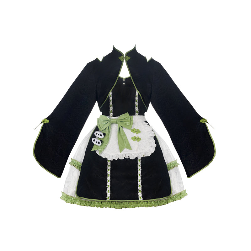 With PUJI~Cat Fist~Chinese Qi Lolita Maid Bolero JSK Set   