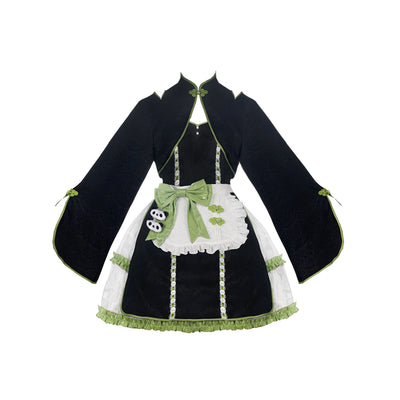 With PUJI~Cat Fist~Chinese Qi Lolita Maid Bolero JSK Set   