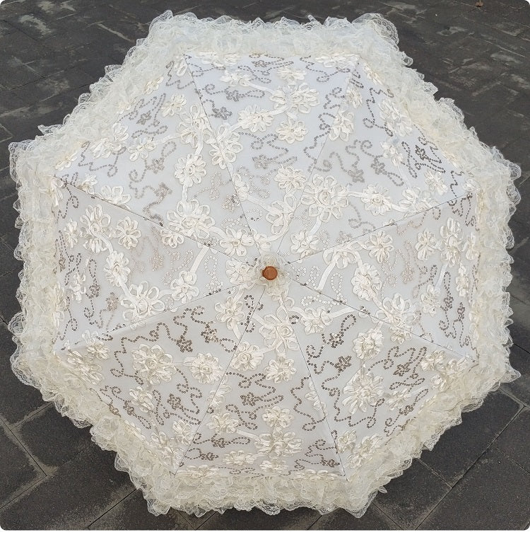HualiBaLa - Foldable Sunscreen Sequin Princess Lolita Parasol Multicolors
