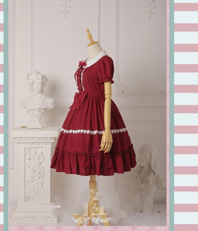 Strawberry Witch - Ice Cream Puffs - Sweet Lolita OP S wine red