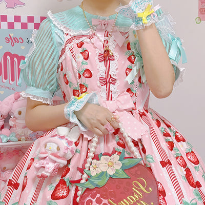 (Buyforme)Cat and Campanula~Star Candy~Stripes Cotton Lolita Shirt   