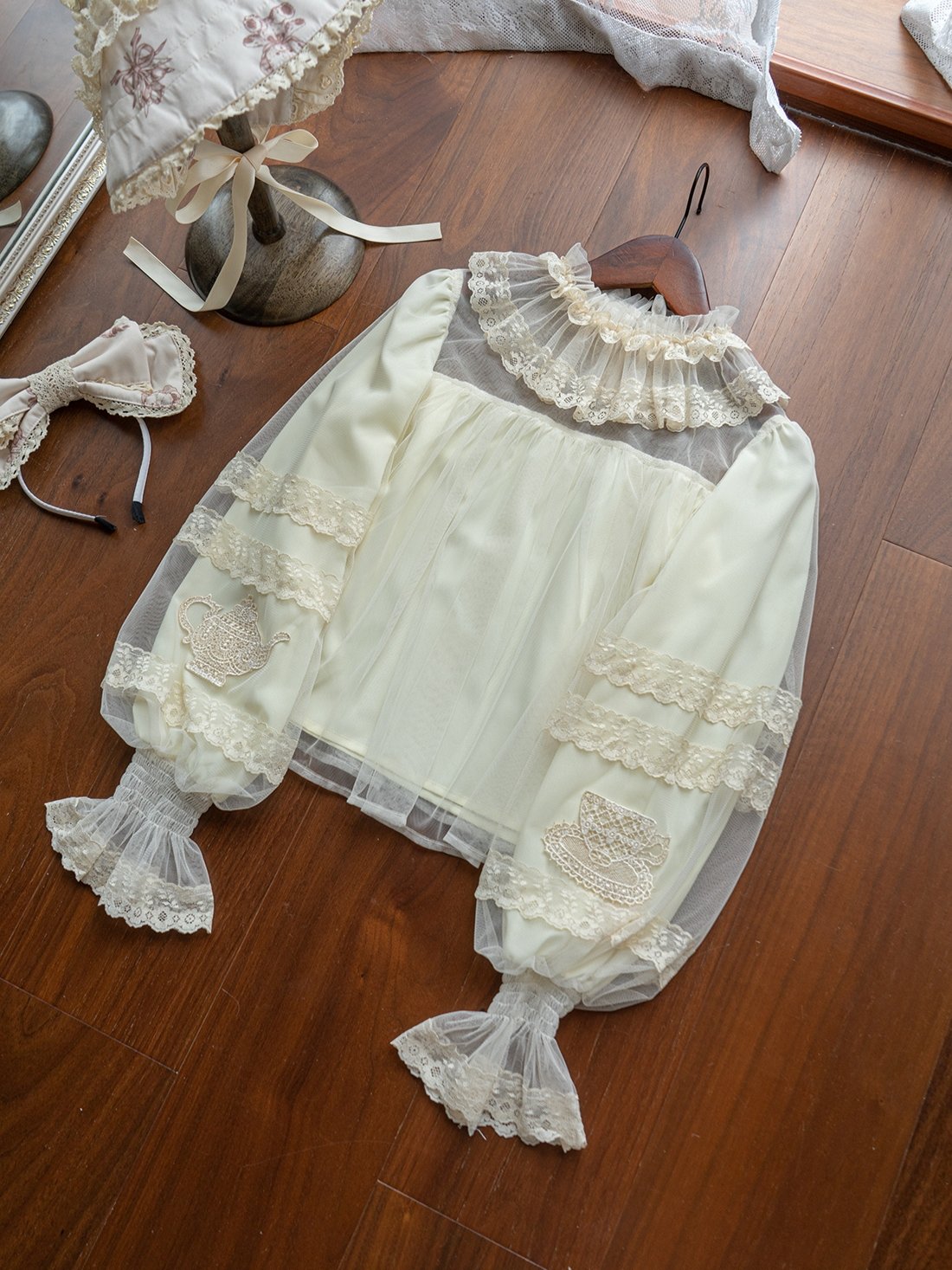 (Buyforme)Dolls Party~White Lolita Kawaii Inner Blouse Accessory Set white blouse (S)  