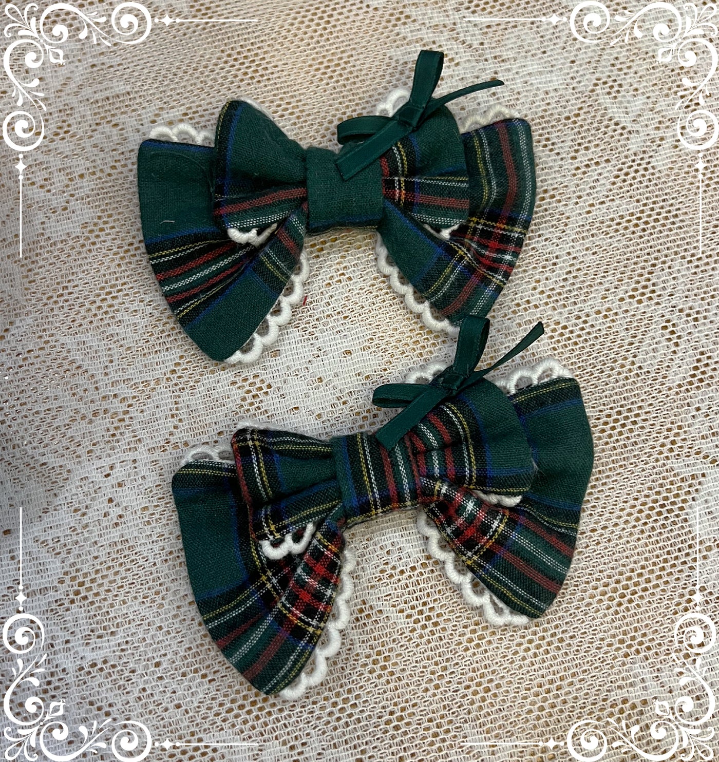 (Buyforme)Little Bear~Sweet Lolita Kawaii Accessories BNT Clips Bloomer green plaid clips (a pair)  