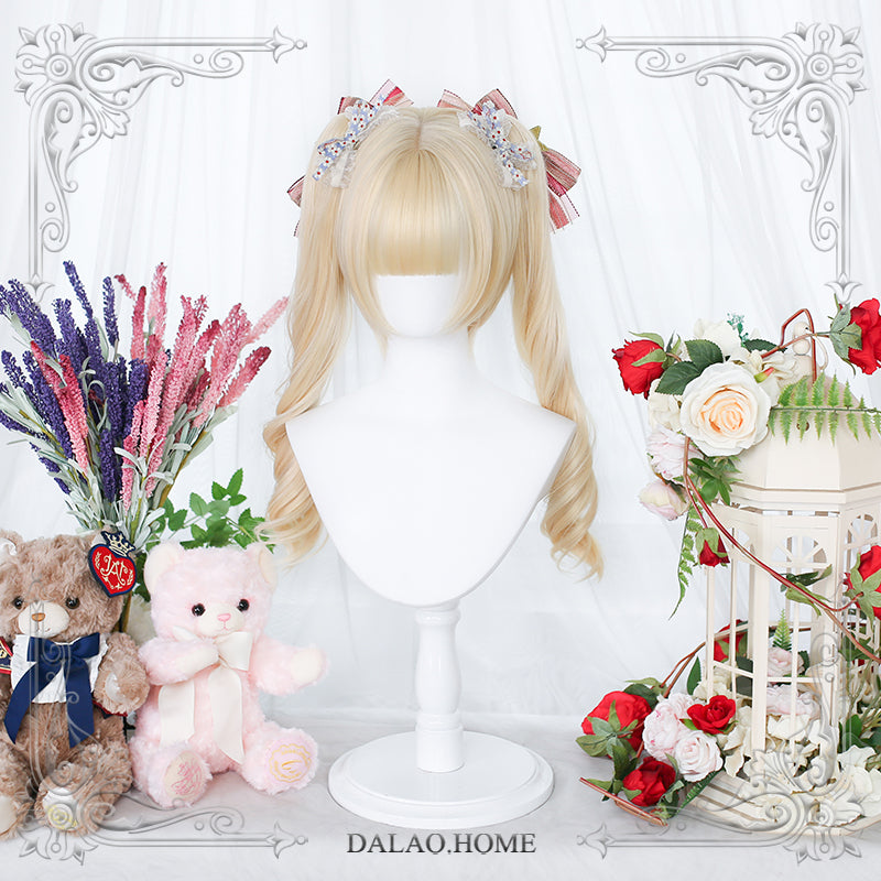 Dalao Home~Shimmer~Kawaii Lolita Short Wig with Ponytails shimmer*platinum color with hair net(5-12)  