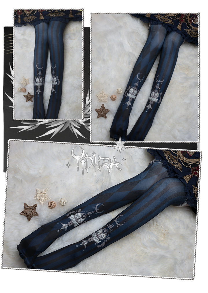 Yidhra~Midnight Circus~Argyle Digital Print Lolita Tights   