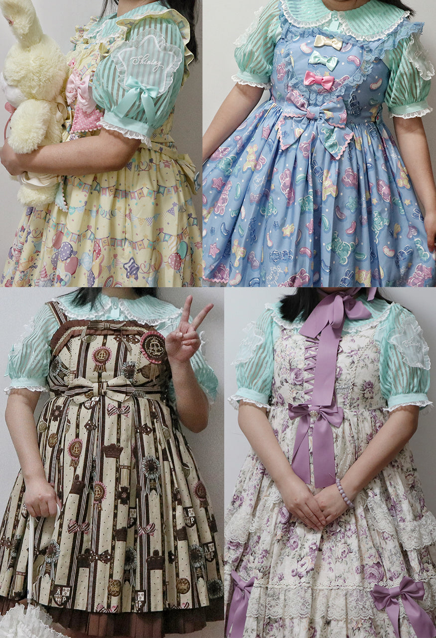 (Buyforme)Cat and Campanula~Star Candy~Stripes Cotton Lolita Shirt   