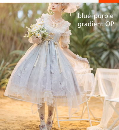Confession Balloon~Unicorn~Sweet Lolita Dress and blouse Multicolors OP blue-purple gradient S