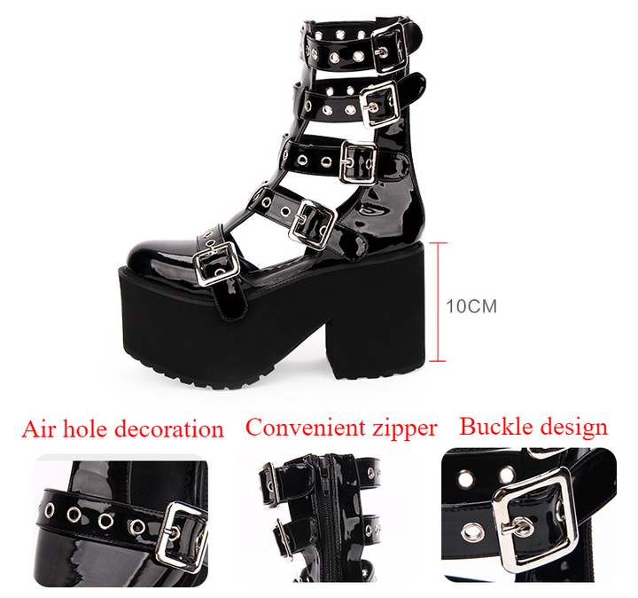 Angelic Imprint ~ Gothic Lolita Punk Platform Boots Sandals   