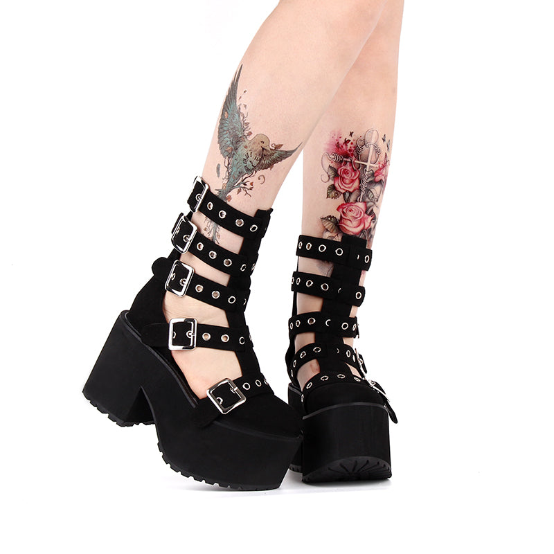 Angelic Imprint ~ Gothic Lolita Punk Platform Boots Sandals   